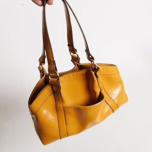 Vintage 90s Mustard Yellow Vegan Patent Leather Pouchette